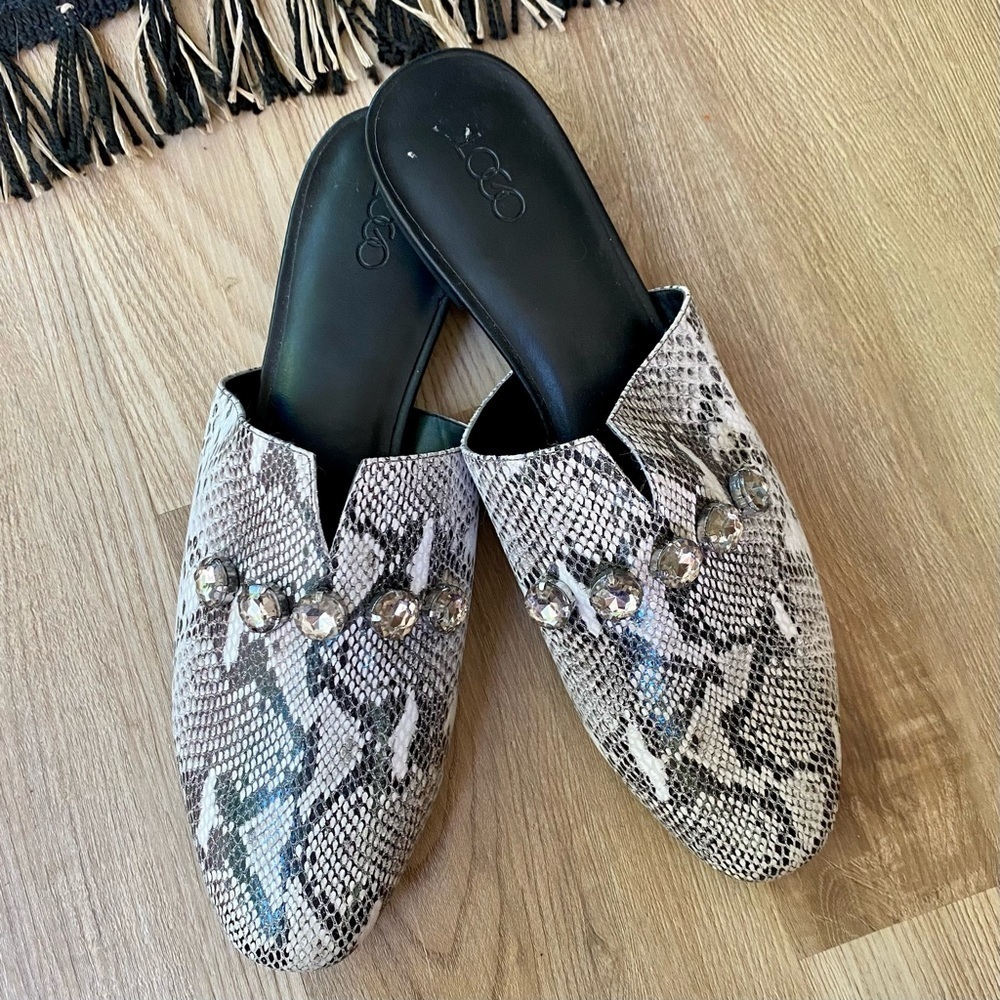 LOGO Lori Goldstein Snake Print Leather Mules | NWOT | Size 9M - Picture 1 of 8